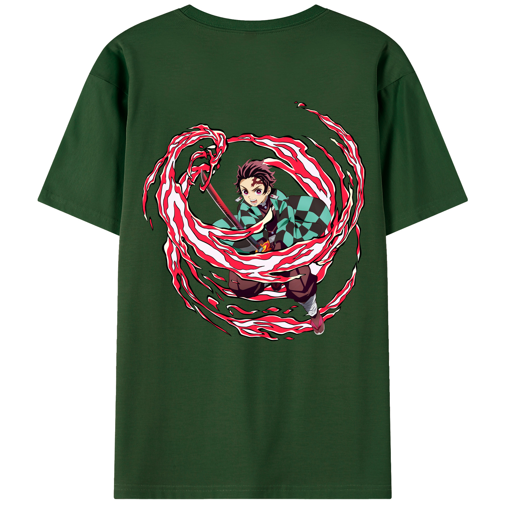（画像用） 鬼滅の刃 竈門 炭治郎／かまど たんじろう Kamado Tanjirou 綿100％半袖Tシャツ（背面プリント）